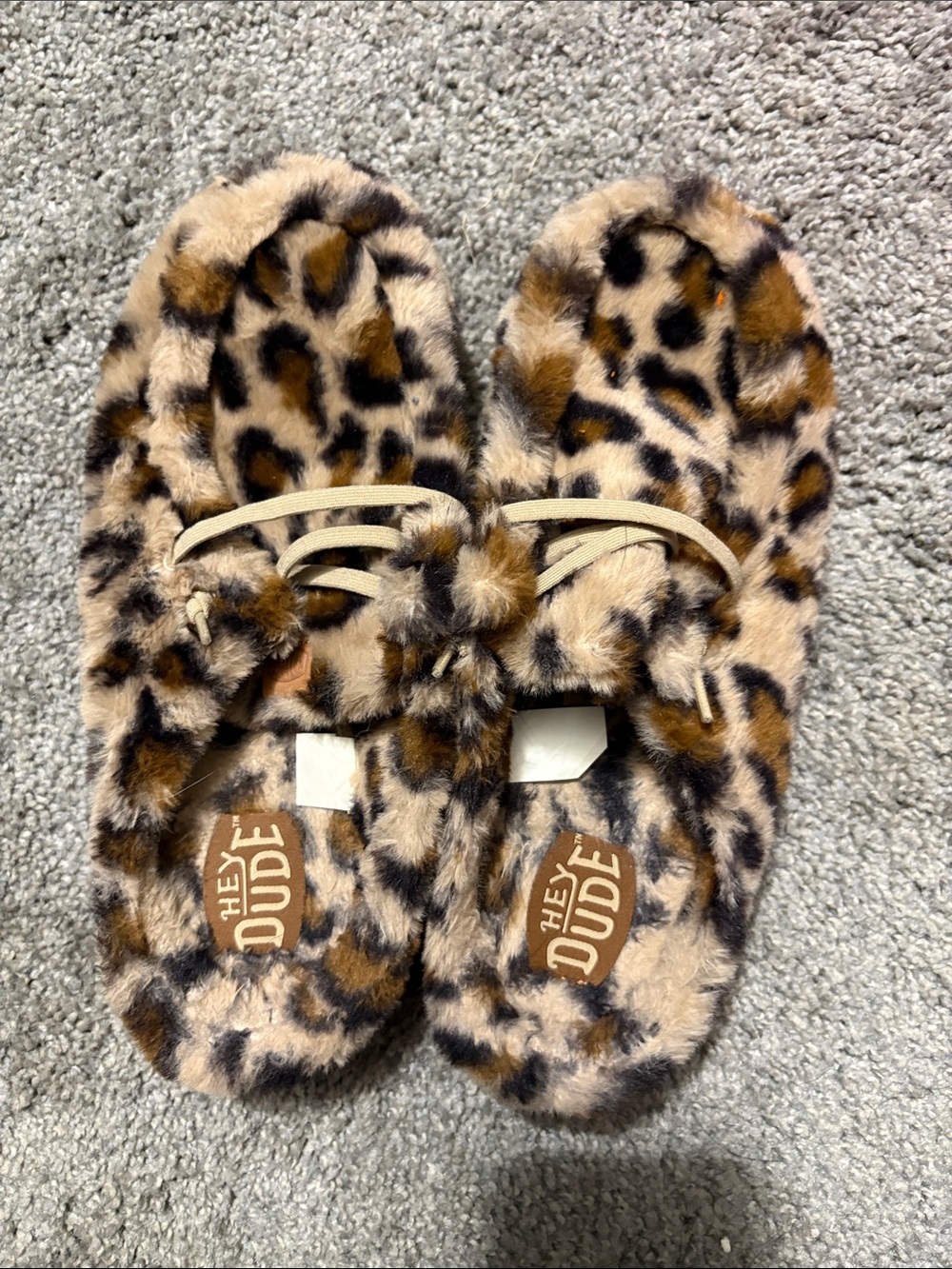 Hey Dude Women's Leopard Print Furry Slippers - Tan & Brown